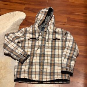 Prana Tan and Gray Hooded Jacket Sz L